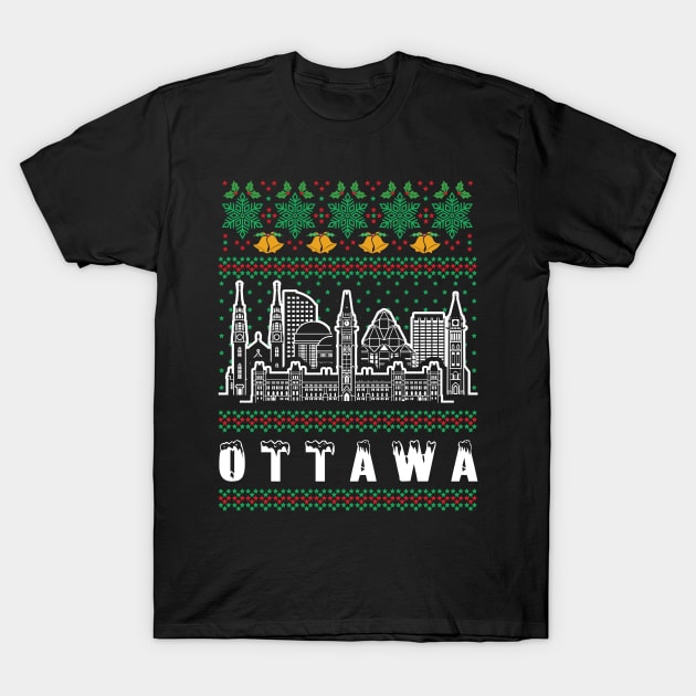 Ottawa Canada Ugly Christmas T-Shirt by travel2xplanet